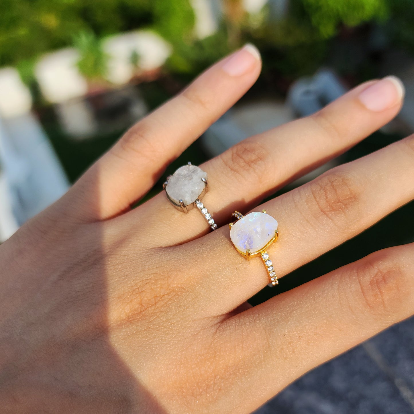 Moon Chunk Ring - Moonstone