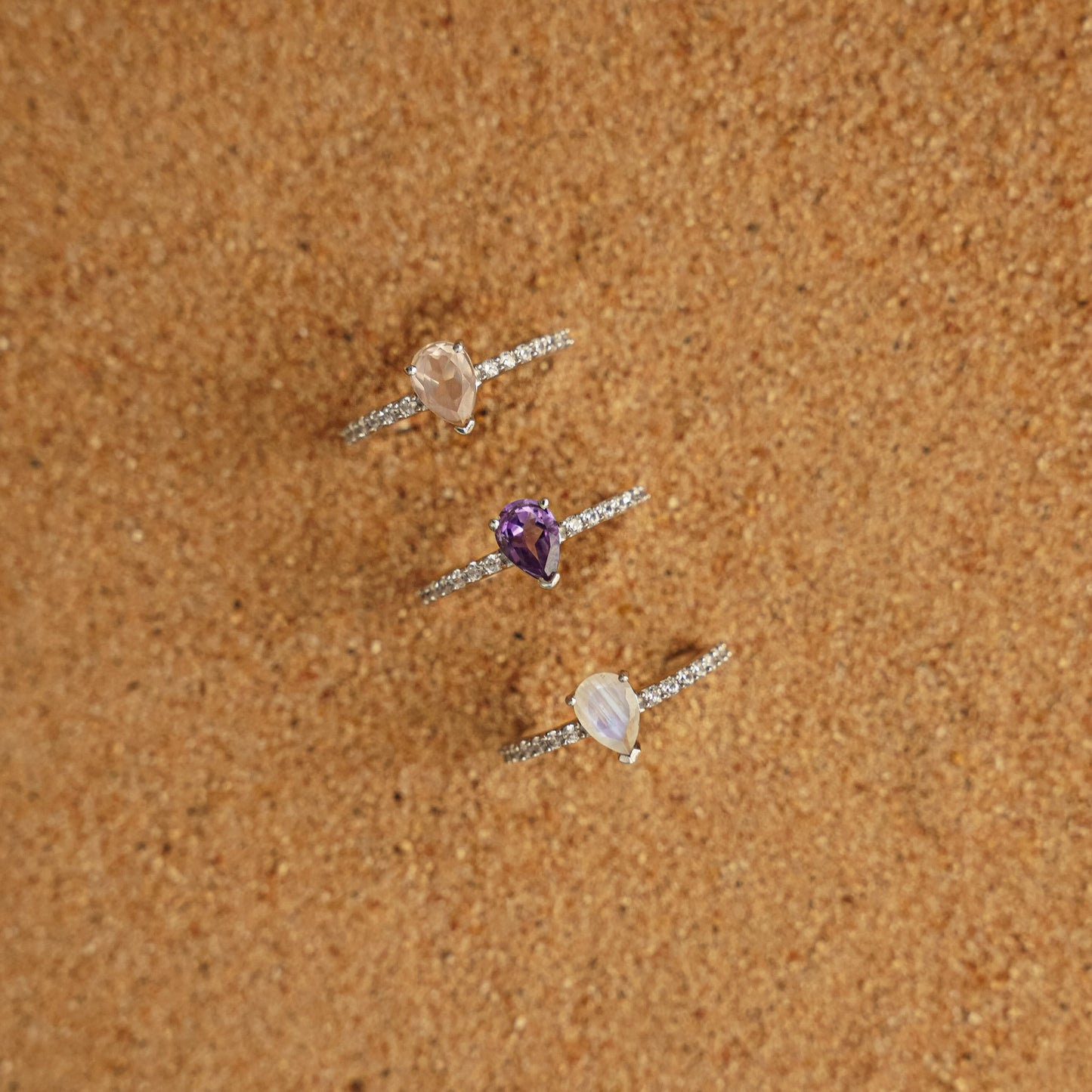 Sparkle Teardrop Ring - Moonstone