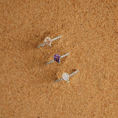 Sparkle Teardrop Ring - Moonstone