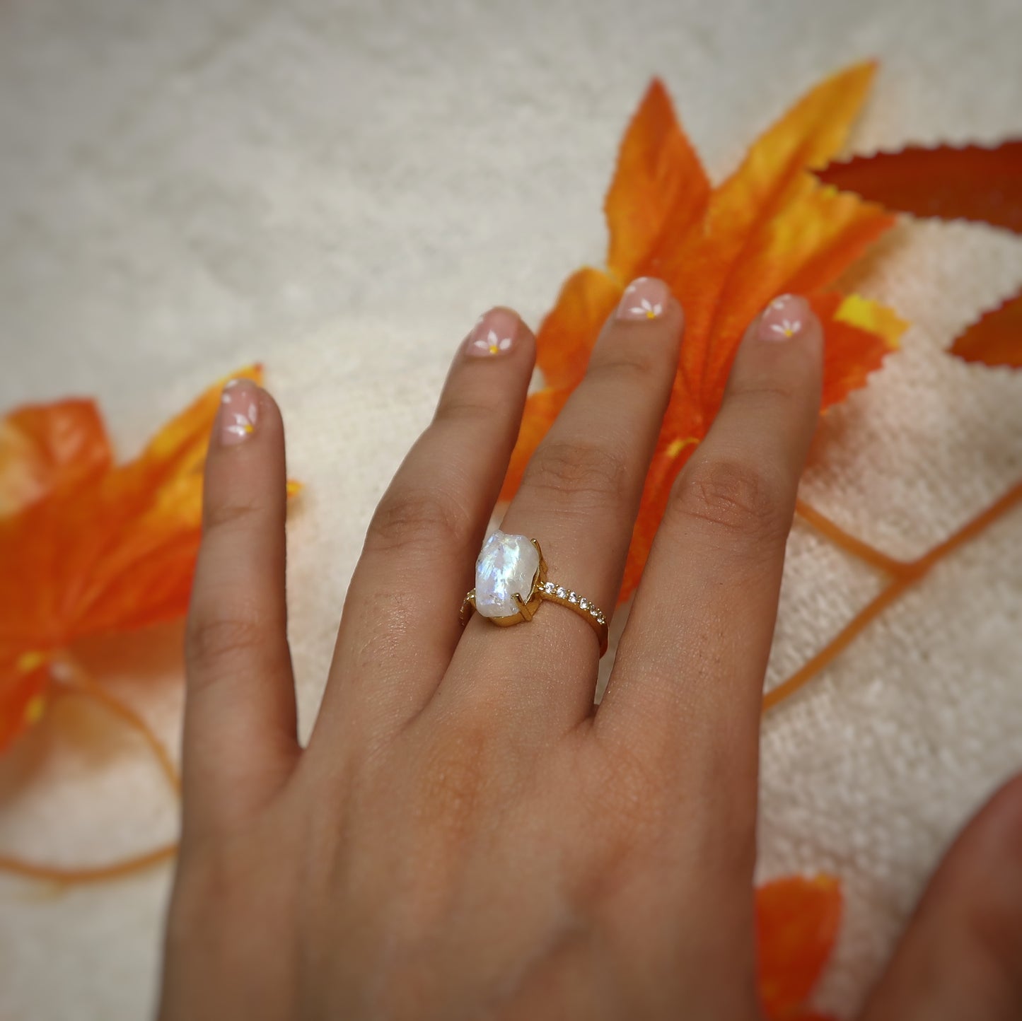 Moon Chunk Ring - Moonstone
