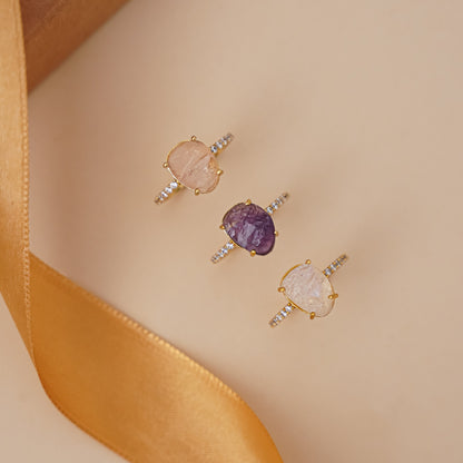 Moon Chunk Ring - Moonstone
