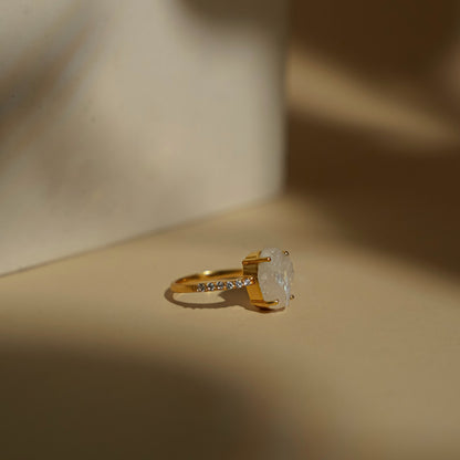 Moon Chunk Ring - Moonstone