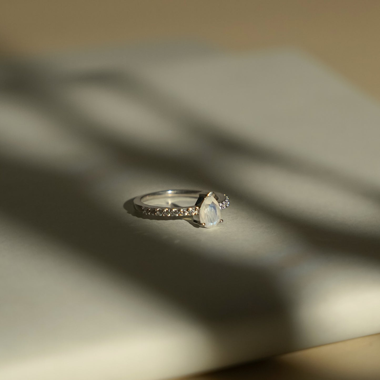 Sparkle Teardrop Ring - Moonstone