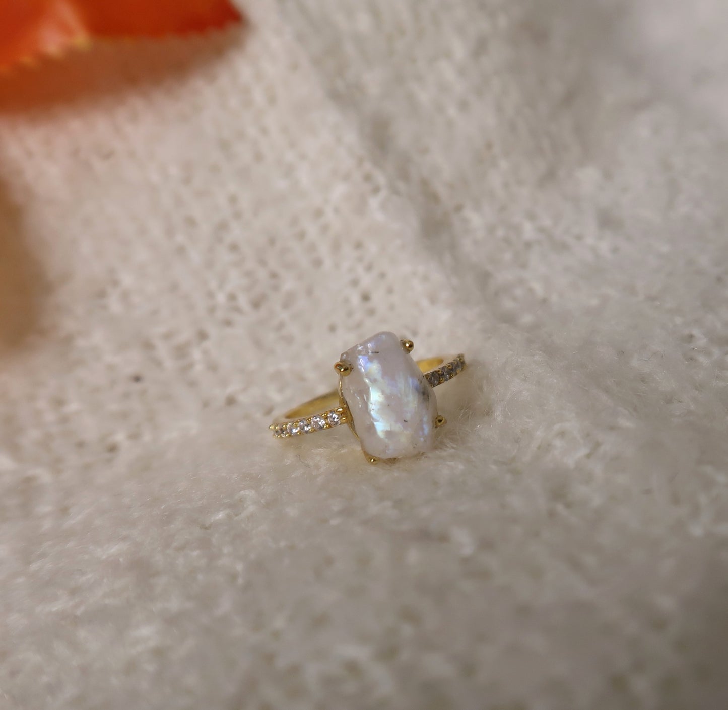 Moon Chunk Ring - Moonstone